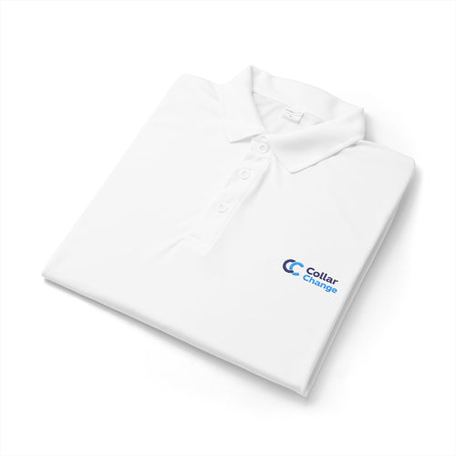 Collar Change Embroidered White Polo Shirt